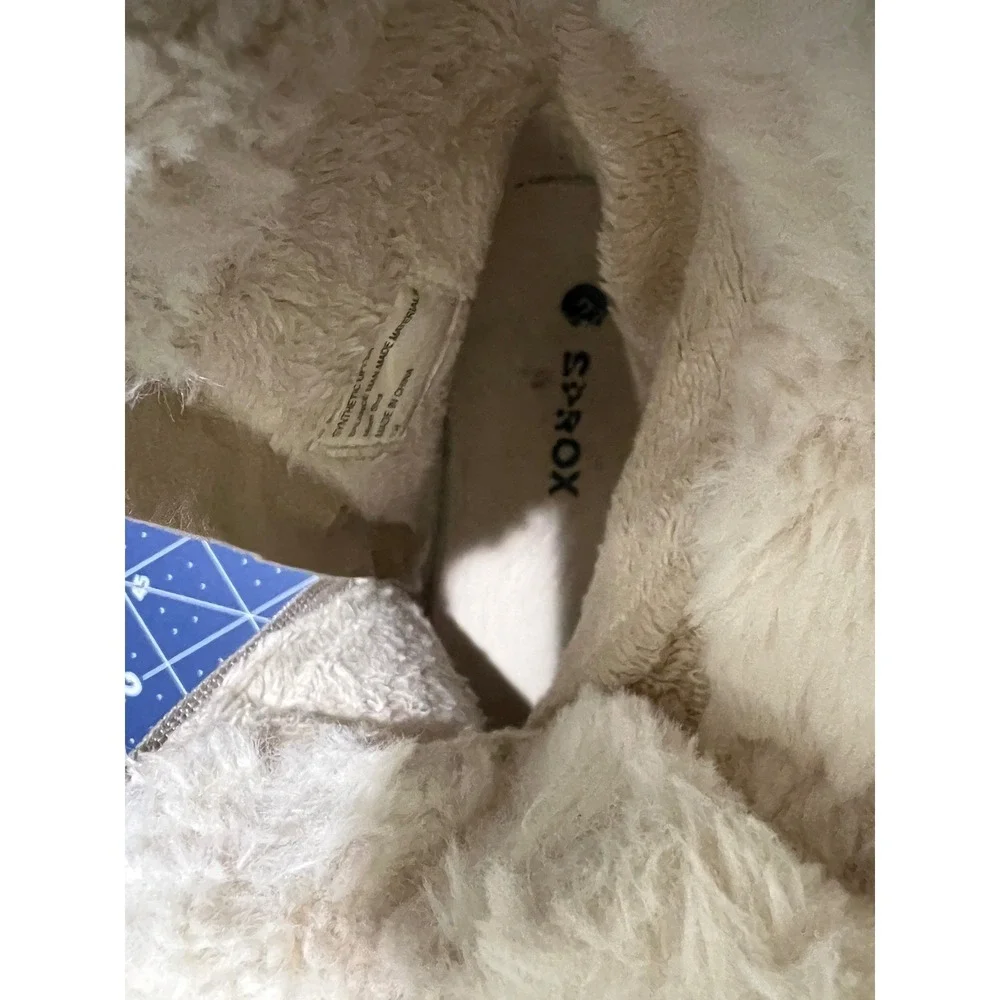 SPROX Kids Cozy Fur Lined Snow Boots Gray Pink Laces‎ Stars Side Zip